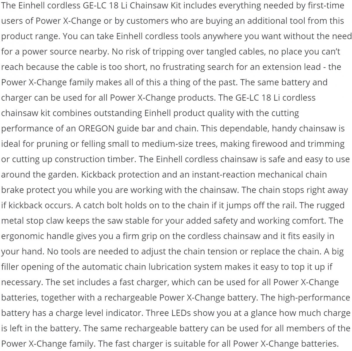 מסור שרשרת נטען מקצועי היינל EINHELL 18V GE-LC 18 LI TEXT